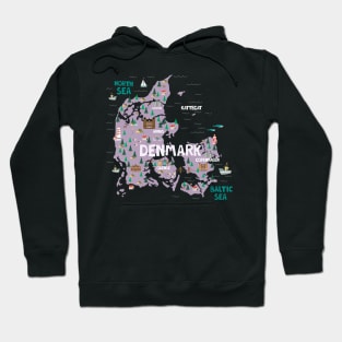 Denmark illustrated map Hoodie